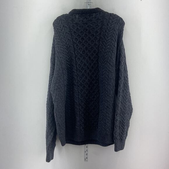 The Irish Store Gray Irish Fisherman Merino Wool Pullover Sweater Men L Preowned - Picture 2 of 5
